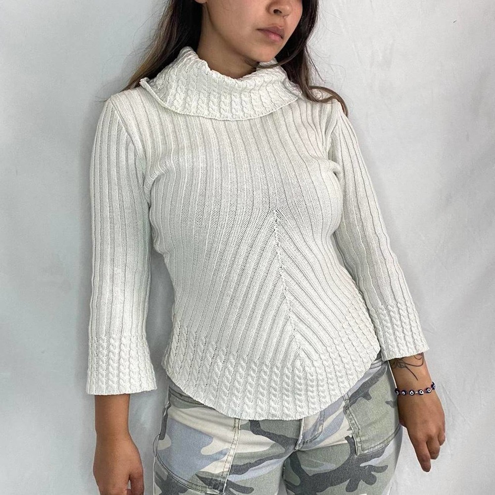 Vintage ribbed knit cowl Neck Sweater